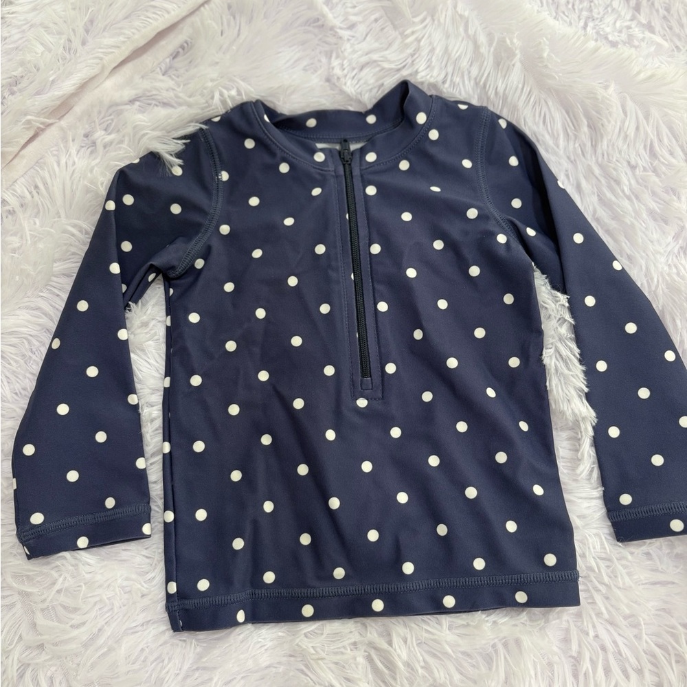 Navy Polka Dot Long Sleeve Rash Guard